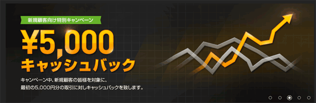 口座開設のキャッシュバック